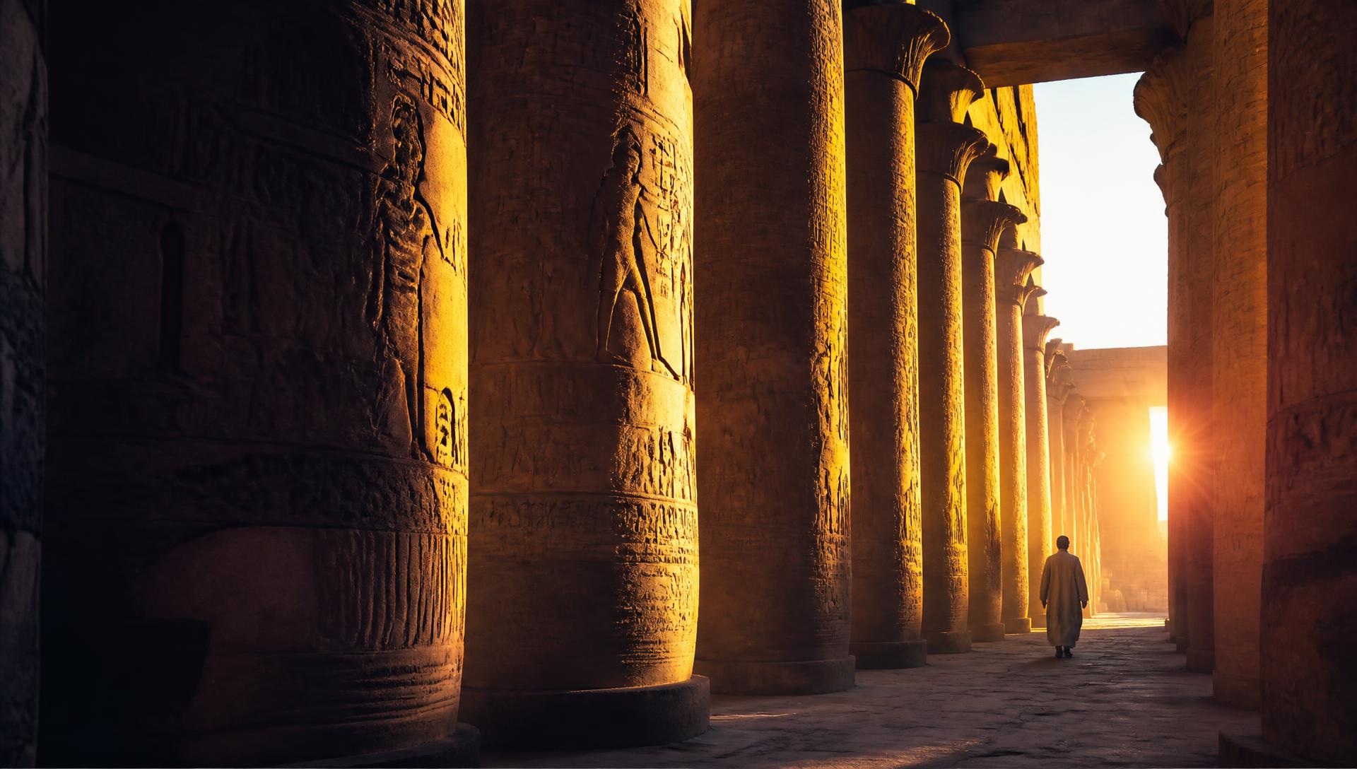 Ancient Egypt illuminated by golden sunset